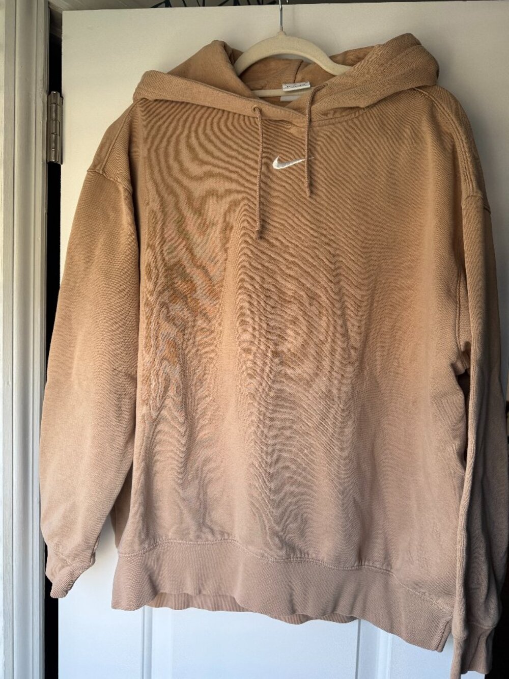 Vintage Nike Center Embroidered Swoosh Hoodie - Men's Size Medium - Tan/Brown